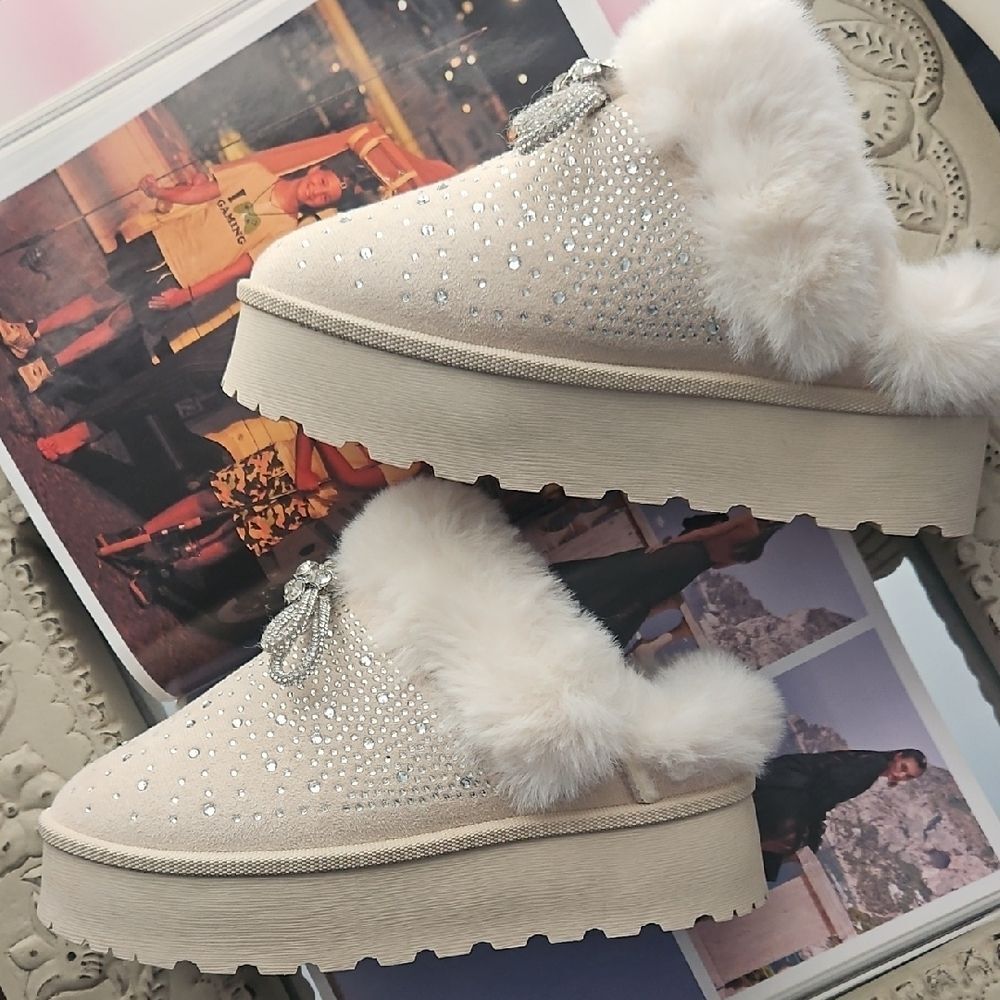 🏂🏂🏂 TOP Moda Fur-Lined Platform Slip-Ons🏂🏂🏂